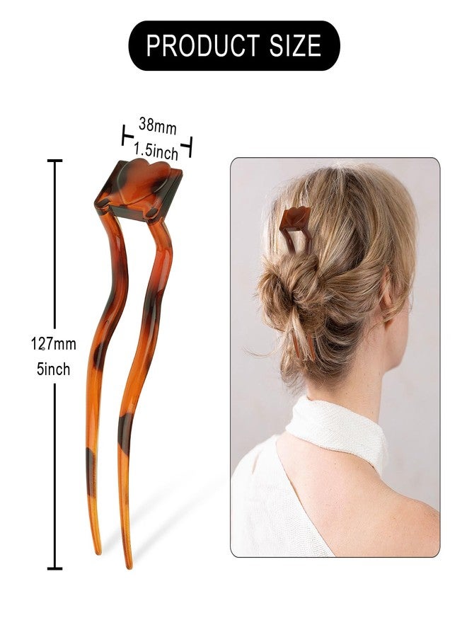 ANBALA 6 Pack Wavy Hair Pins for Women, 2 Prong Bun Hair Sticks for Women, Plastic French Hair Pin, Stylish Updo Accessories for Thick & Thin Hair - Image 2